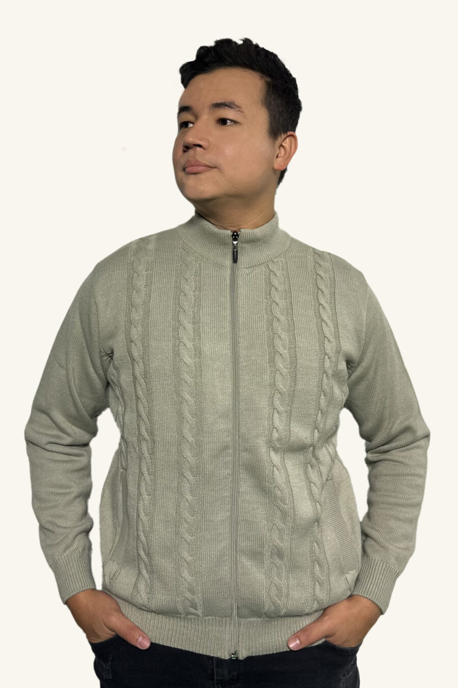 Buso Trenzado con Cremallera Gris